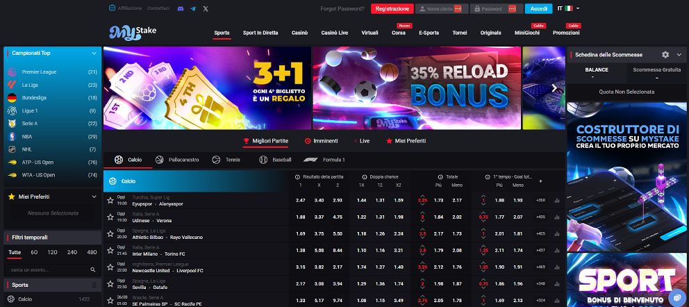 Pagina iniziale di MyStake