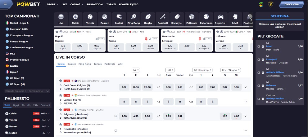 Pagina iniziale di Powbet