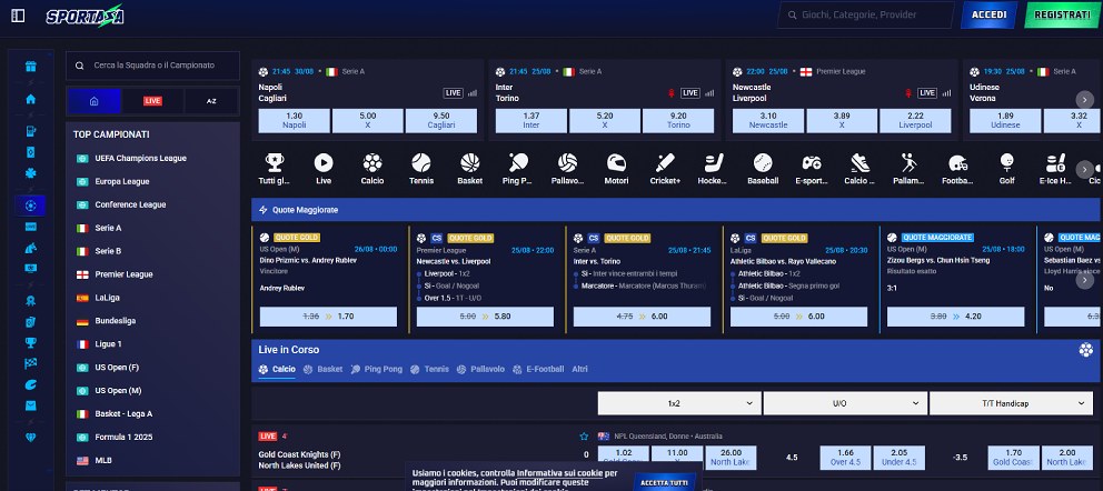 Pagina iniziale di Sportaza